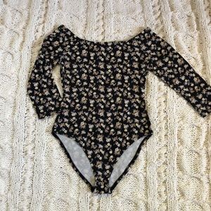 Forever 21/Black Floral OffShoulder Bodysuit